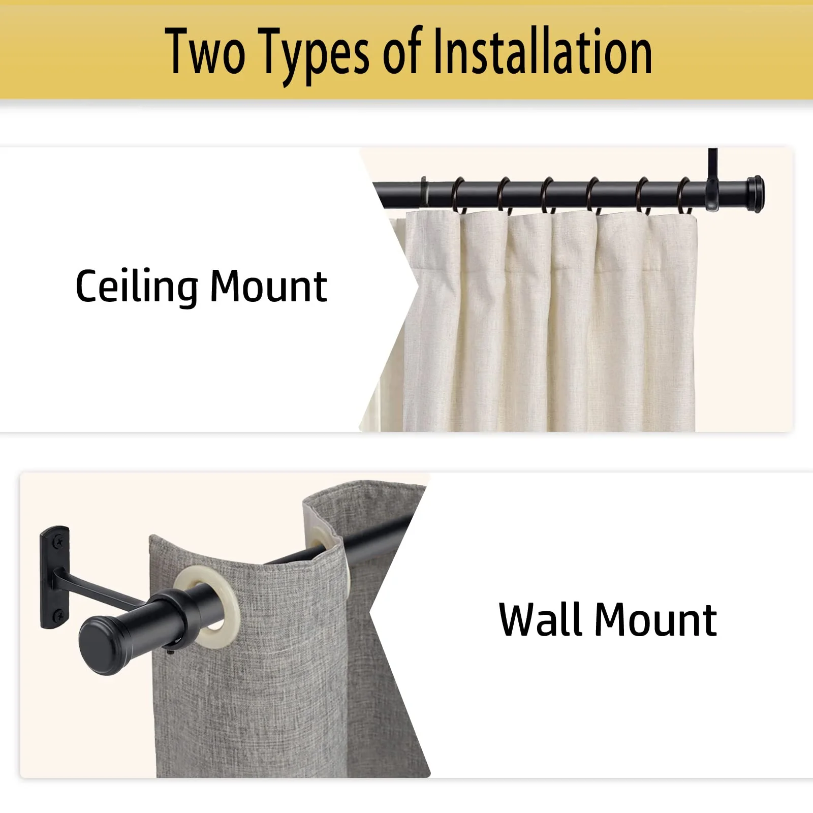 Curtain Rods, 1 Inch Diameter Curtain Rods for 168" to 240", Black Outdoor Curtain Rod, Hanging Curtain Rod with Brackets - Image 3