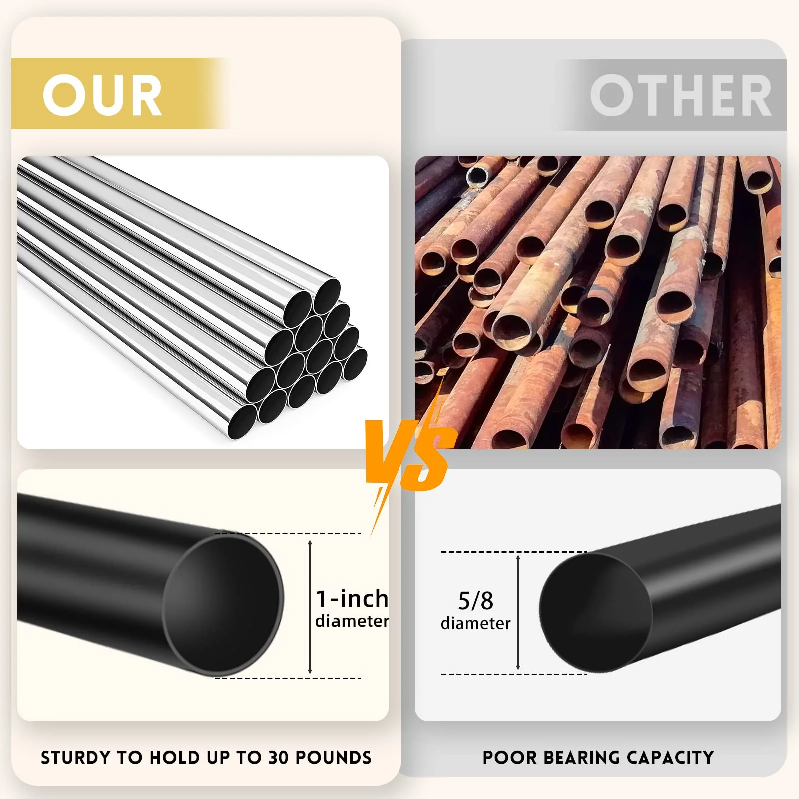 Curtain Rods, 1 Inch Diameter Curtain Rods for 168" to 240", Black Outdoor Curtain Rod, Hanging Curtain Rod with Brackets - Image 4