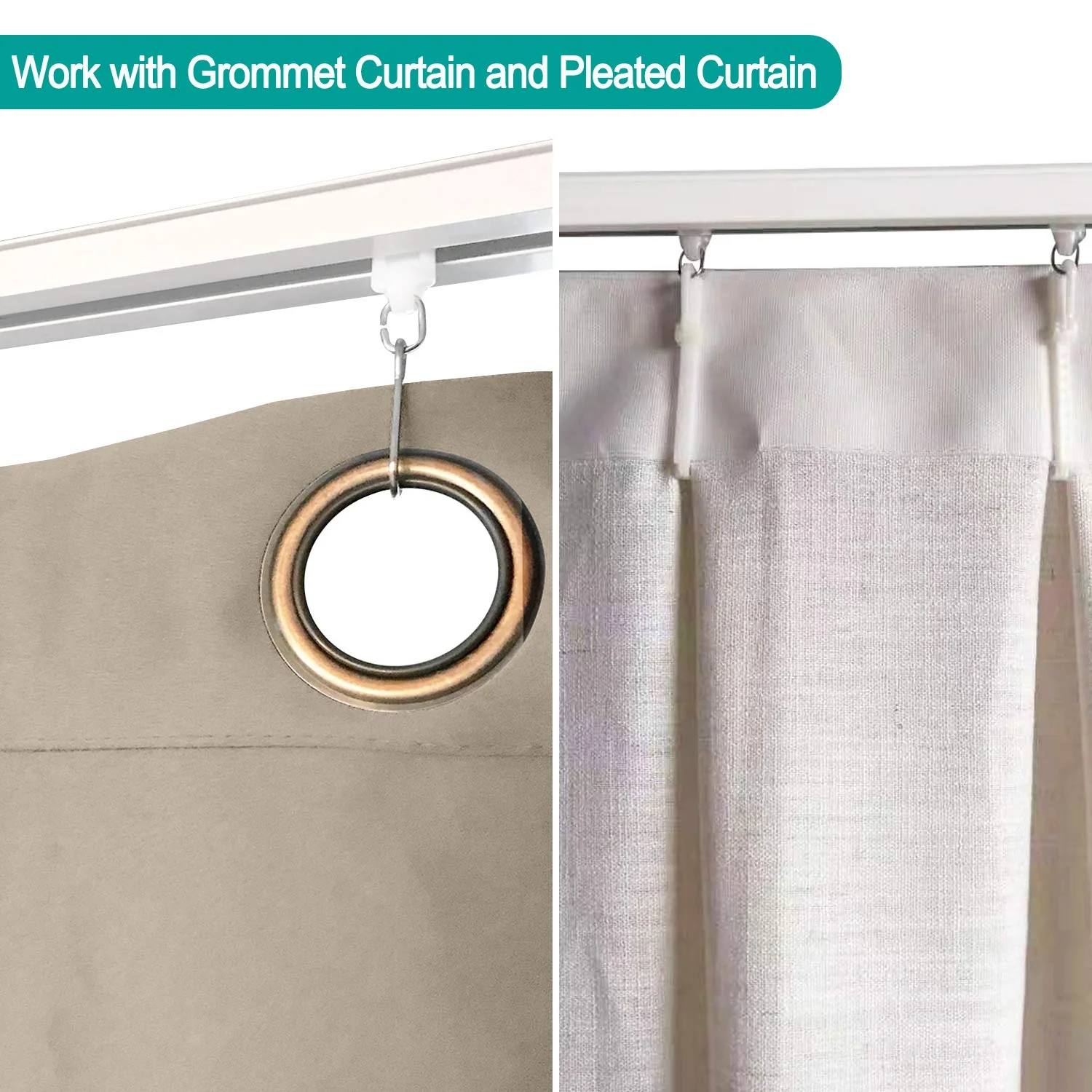 Curtain Track, Wall Mount Curtain Track, Room Divider Ceiling Track, Large Size, White - Image 5