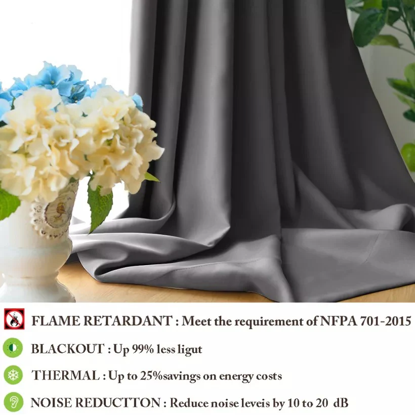 Suchoutdoor Flame Retardant Curtains, Grommet Top Silver, for Schools/Hospitals/Houses, 1 Panel - Image 12