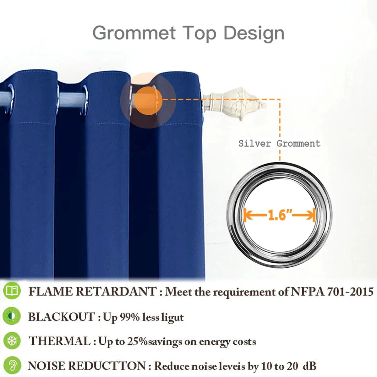 Suchoutdoor Flame Retardant Curtains, Grommet Top Silver, for Schools/Hospitals/Houses, 1 Panel - Image 14