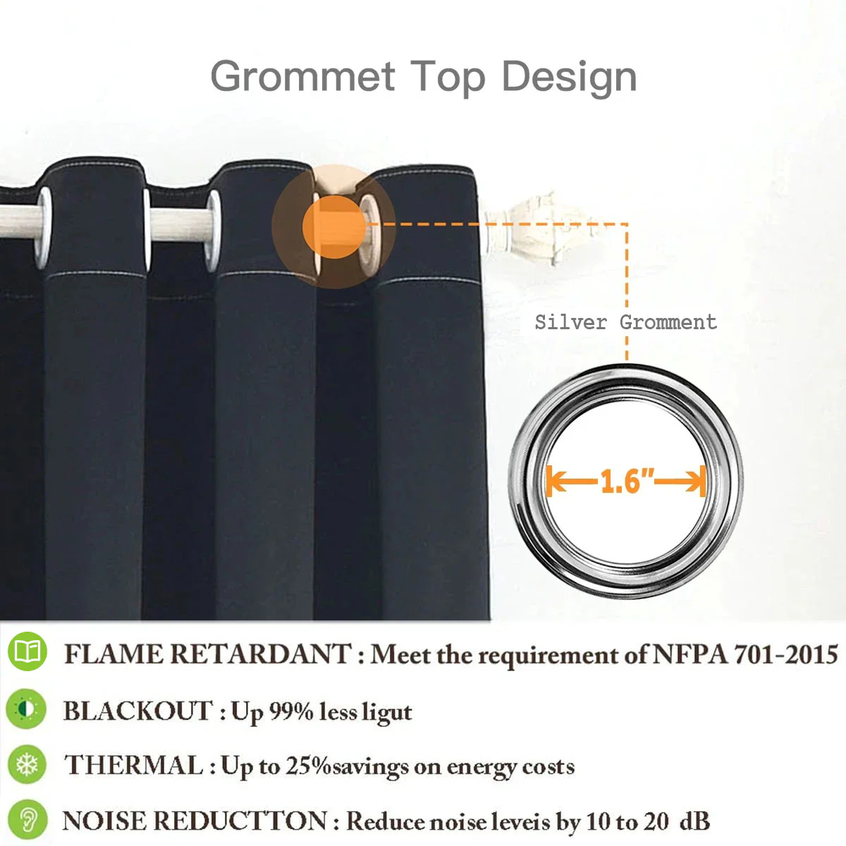 Suchoutdoor Flame Retardant Curtains, Grommet Top Silver, for Schools/Hospitals/Houses, 1 Panel - Image 19