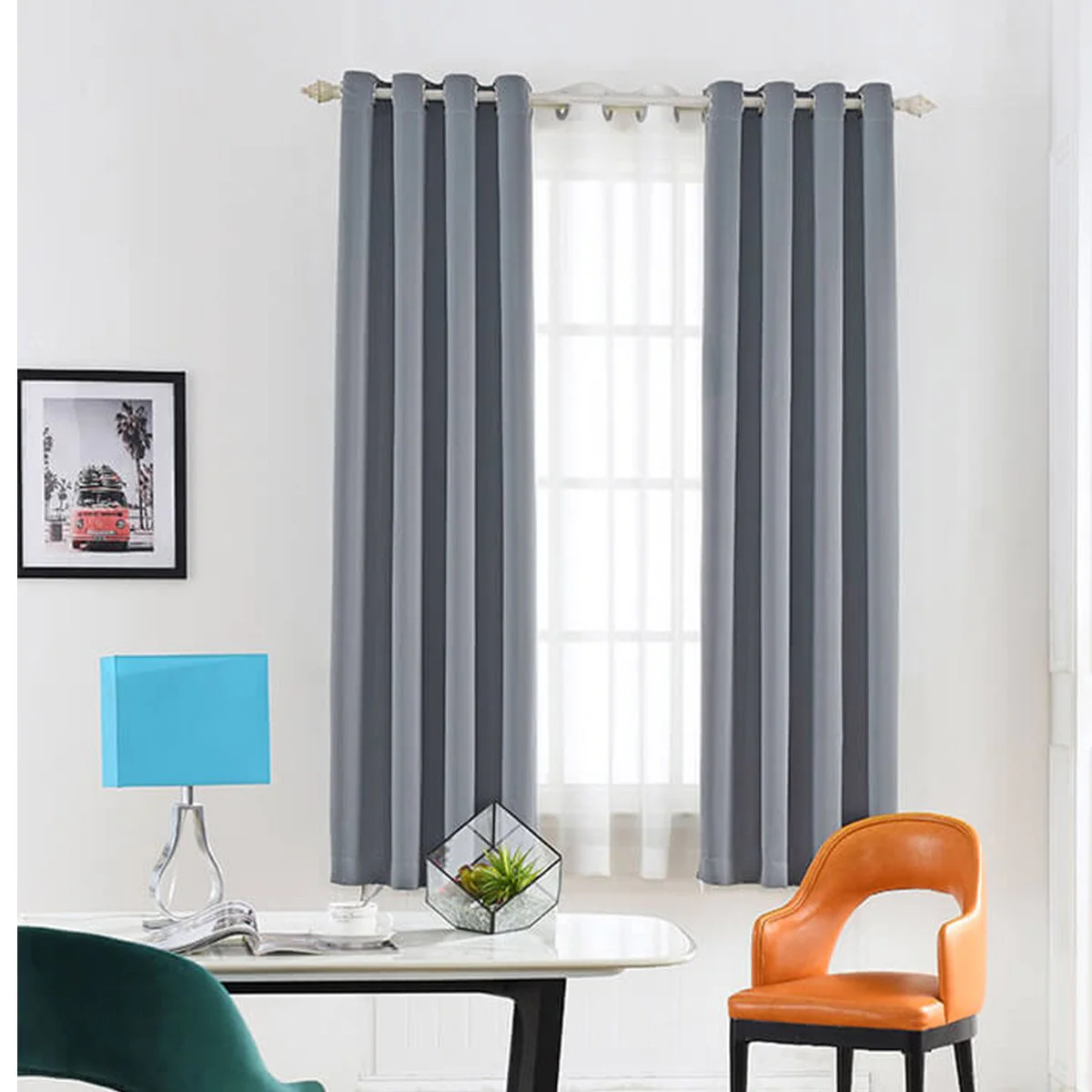 Suchoutdoor Flame Retardant Curtains, Grommet Top Silver, for Schools/Hospitals/Houses, 1 Panel - Image 9
