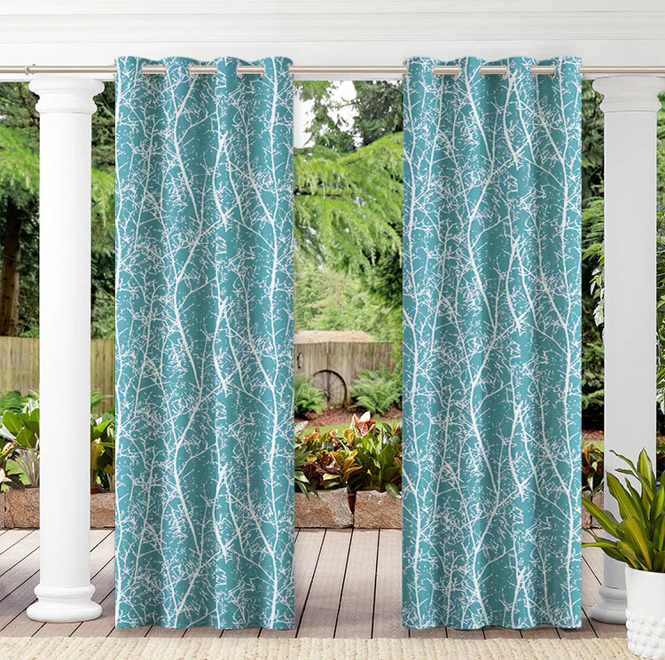 Floral Outdoor Waterproof Grommet Top Curtains, 1 Panel - Image 10
