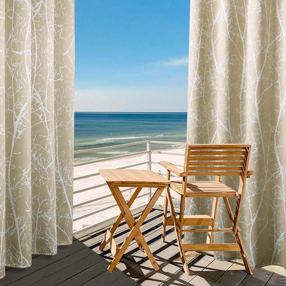 Floral Outdoor Waterproof Grommet Top Curtains, 1 Panel - Image 12