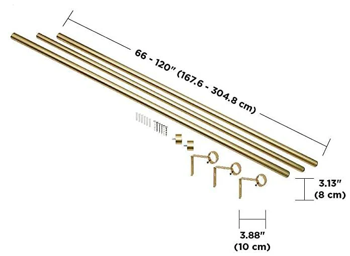 Suchoutdoor Black Curtain Rod, Includes 2 Matching Finials, Brackets & Hardware, 120'' to 180'' - Image 8