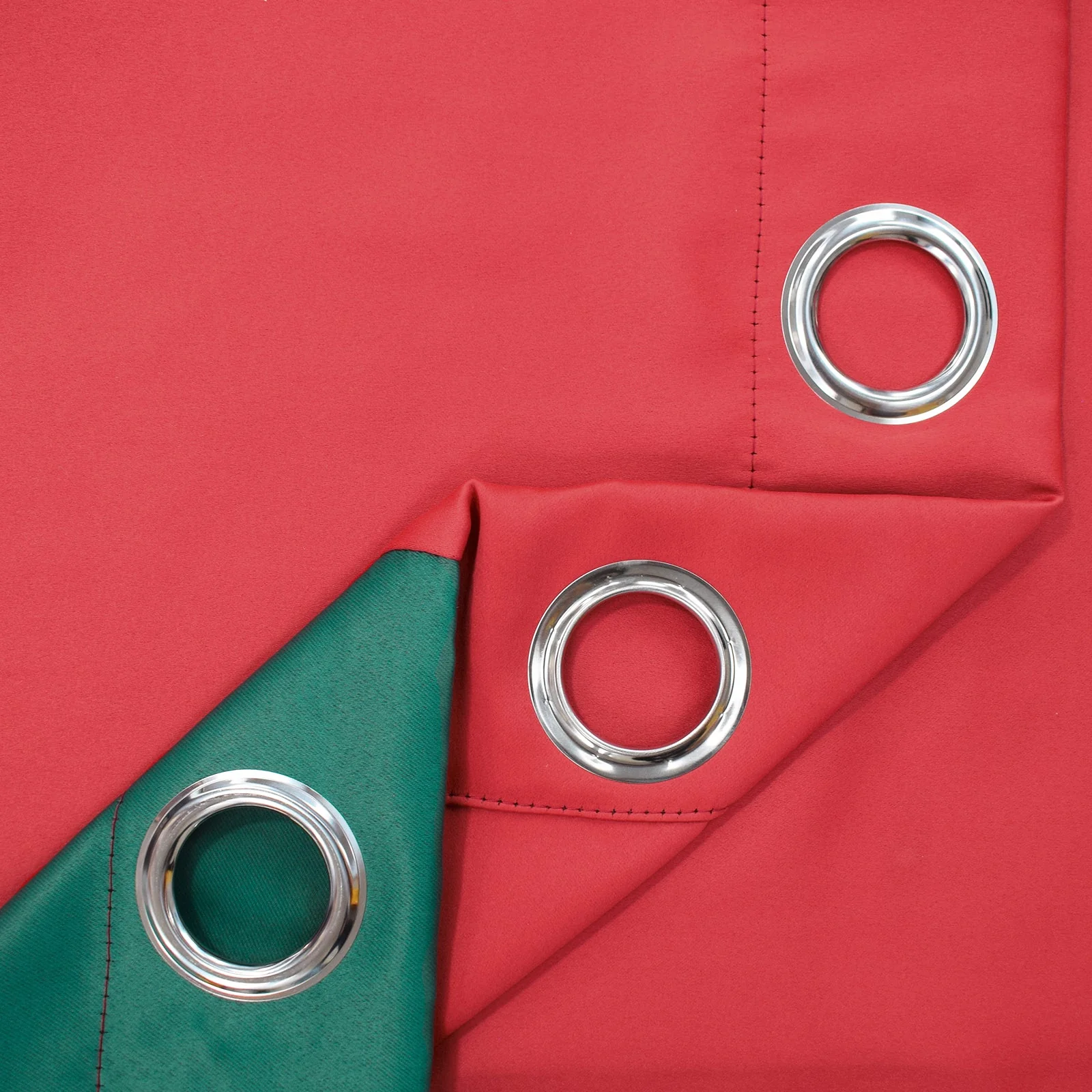 Indoor Grommet Top Curtains, Christmas Curtains, Red & Green Stitching Color Curtains, Indoor Christmas Curtains,2 Pcs - Image 5