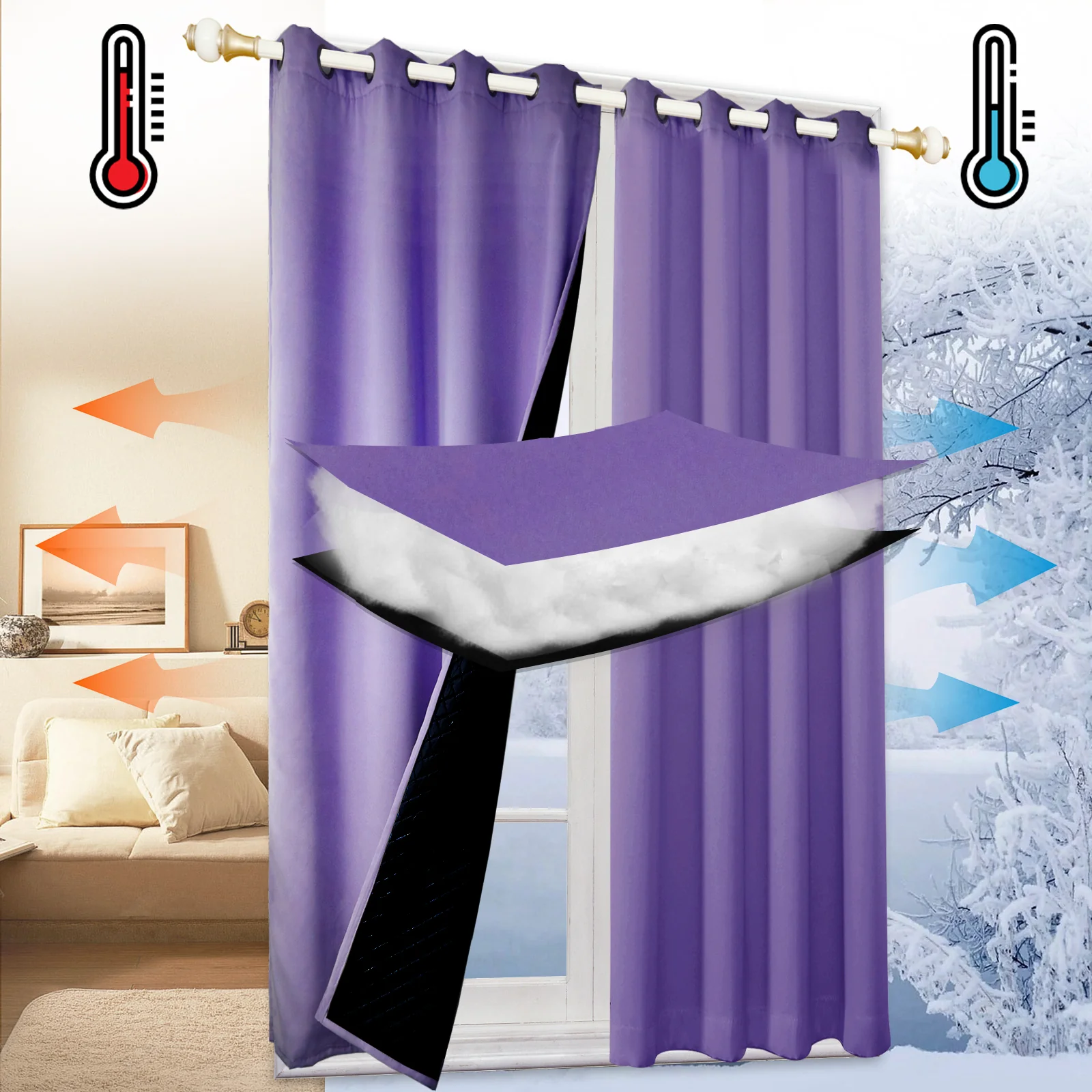 Outdoor Cold Proof Curtains to Reduce Noise Insulation Blackout, Cold Proof Outdoor Curtains - Image 22