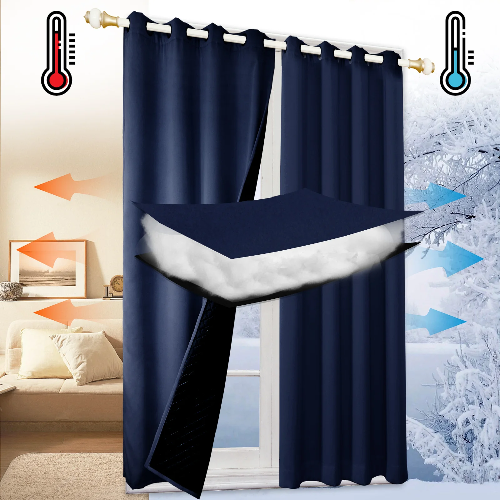 Outdoor Cold Proof Curtains to Reduce Noise Insulation Blackout, Cold Proof Outdoor Curtains - Image 25