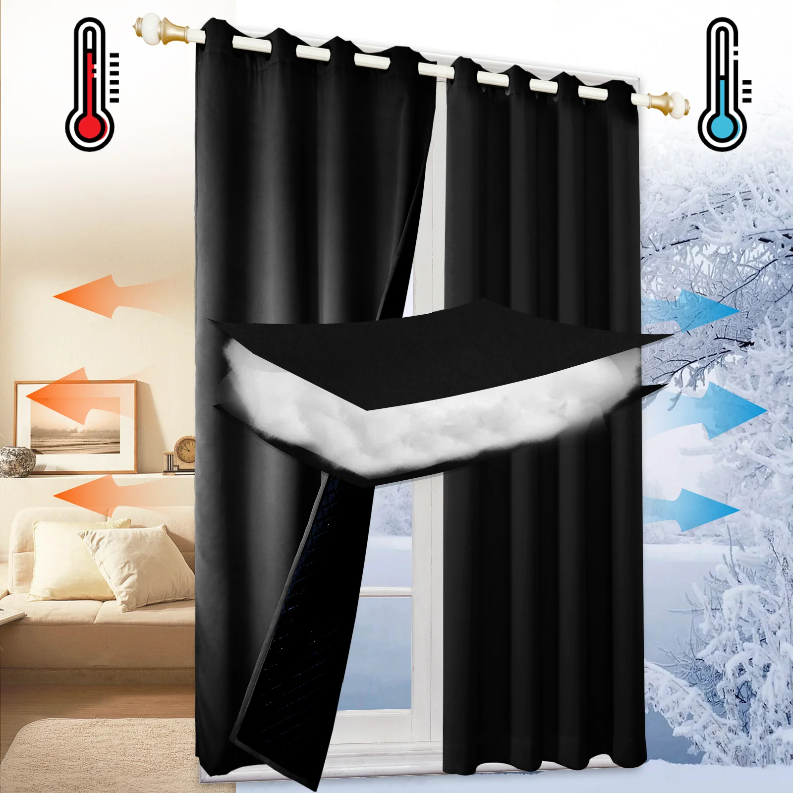 Outdoor Cold Proof Curtains to Reduce Noise Insulation Blackout, Cold Proof Outdoor Curtains - Image 28