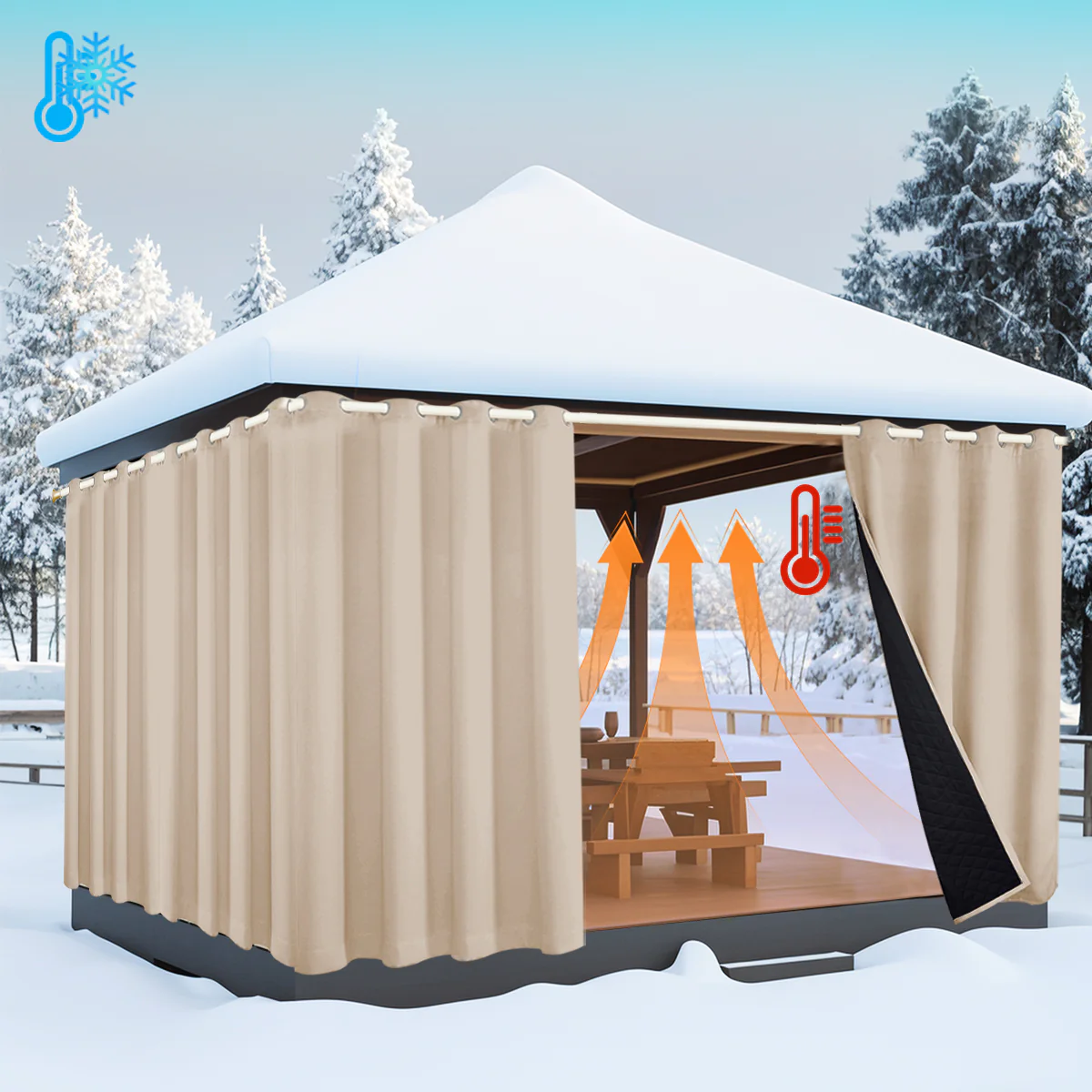 Outdoor Cold Proof Curtains to Reduce Noise Insulation Blackout, Cold Proof Outdoor Curtains - Image 33