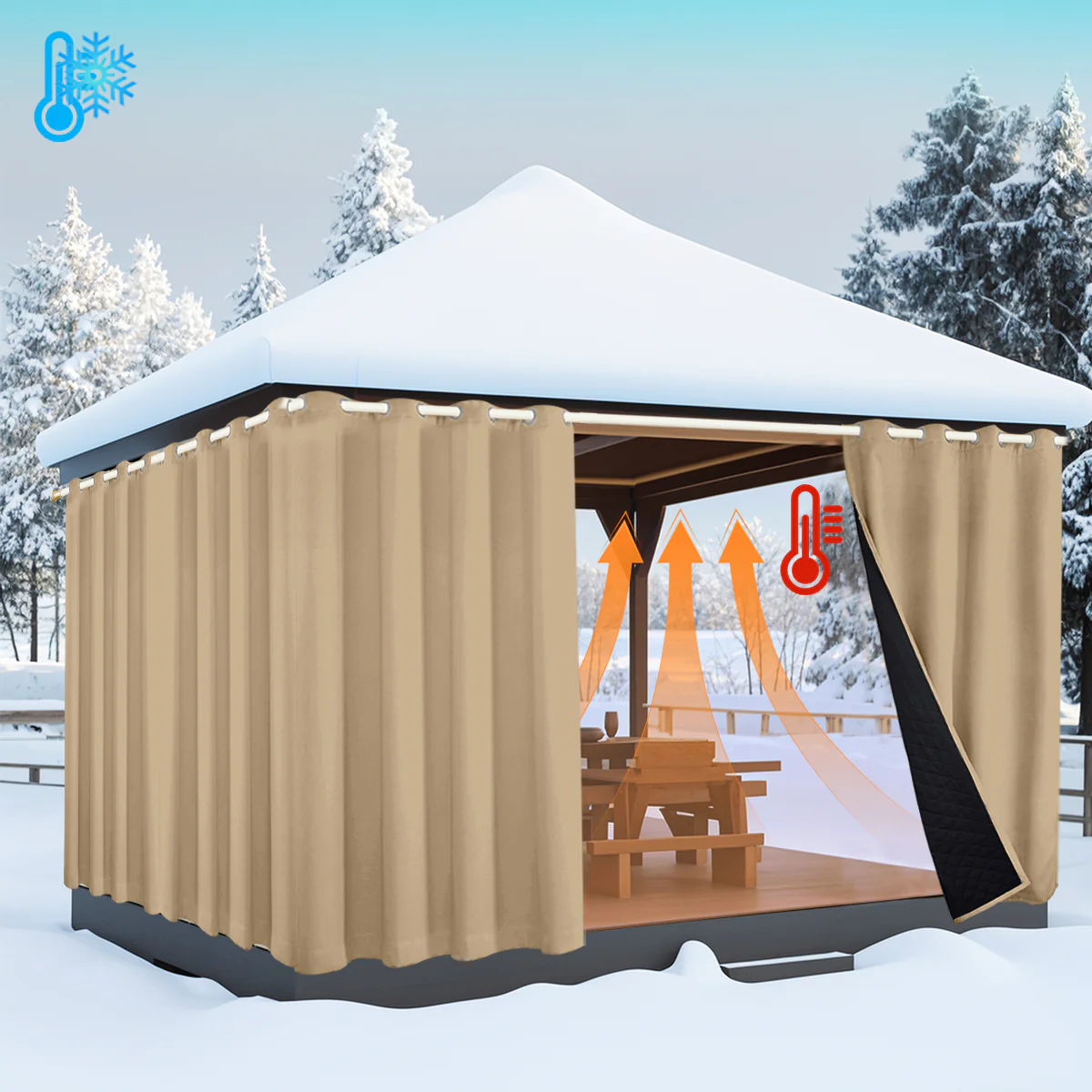 Outdoor Cold Proof Curtains to Reduce Noise Insulation Blackout, Cold Proof Outdoor Curtains - Image 34