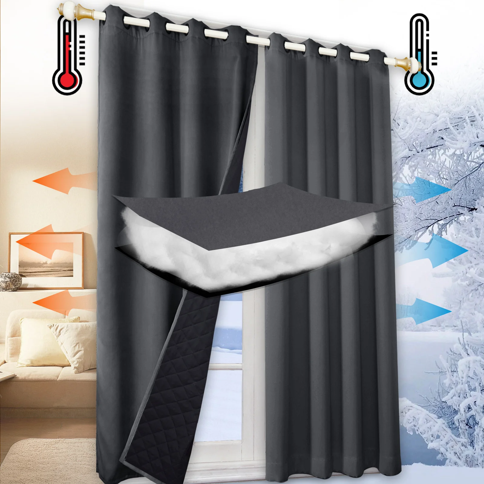 Outdoor Cold Proof Curtains to Reduce Noise Insulation Blackout, Cold Proof Outdoor Curtains - Image 9