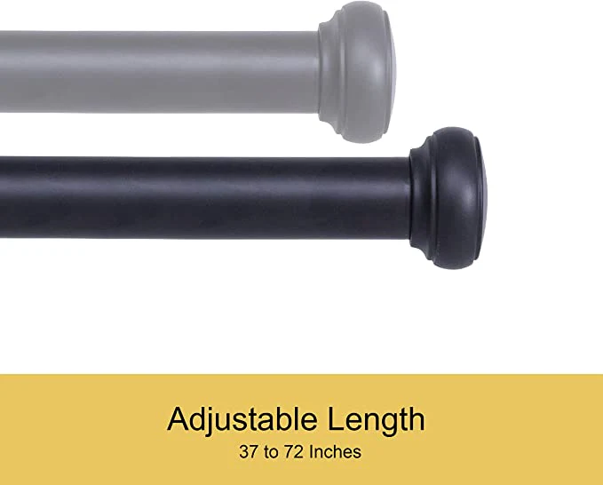 Suchoutdoor Black Or Brushed Nickel Adjustable Curtain Rod, 37"-72" & 72” -144” - Image 11