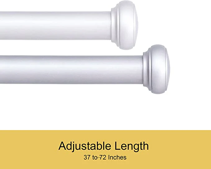 Suchoutdoor Black Or Brushed Nickel Adjustable Curtain Rod, 37"-72" & 72” -144” - Image 14