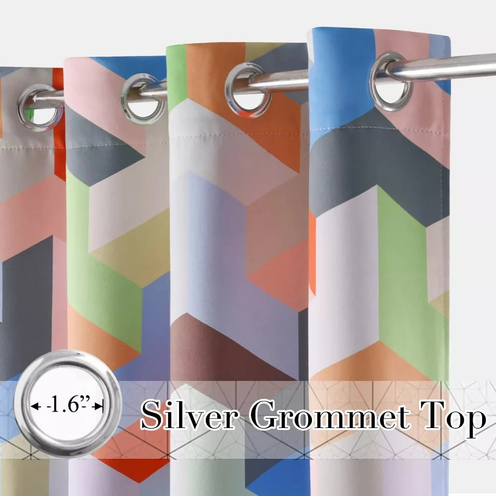 Suchoutdoor Printing Flame Retardant Curtains, Grommet Top Silver, for Schools/Hospitals/Houses, 1 Panel - Image 16