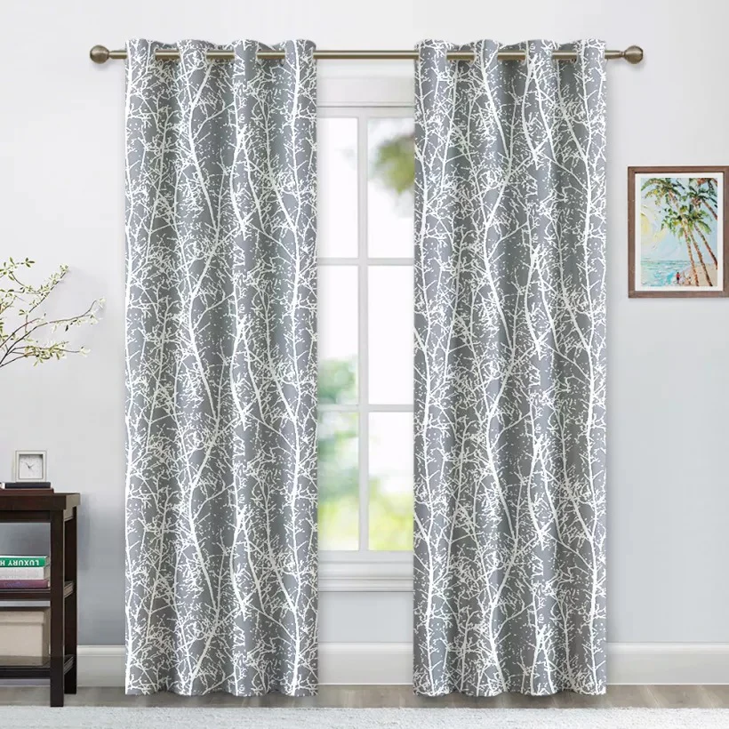 Suchoutdoor Printing Flame Retardant Curtains, Grommet Top Silver, for Schools/Hospitals/Houses, 1 Panel - Image 9