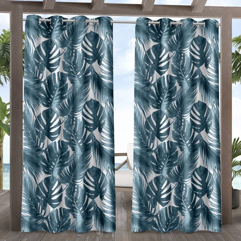 Printing Floral Outdoor Waterproof Grommet Top , Bottom or Tab Top Curtains, 1 Panel - Image 12