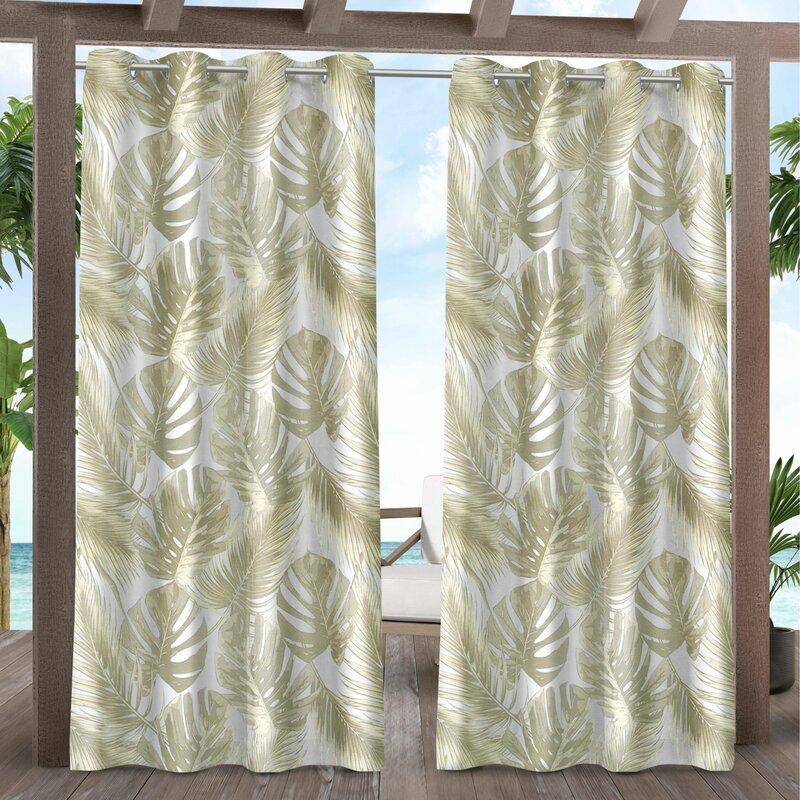 Printing Floral Outdoor Waterproof Grommet Top , Bottom or Tab Top Curtains, 1 Panel - Image 5