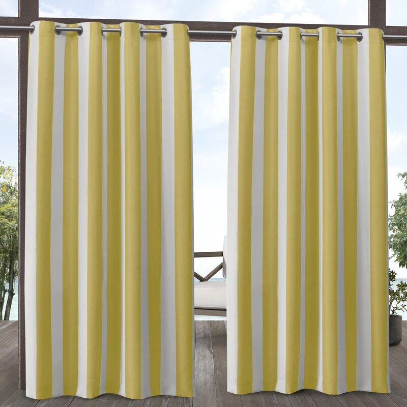 Striped Outdoor Waterproof Grommet Top Curtains, 1 Panel - Image 8