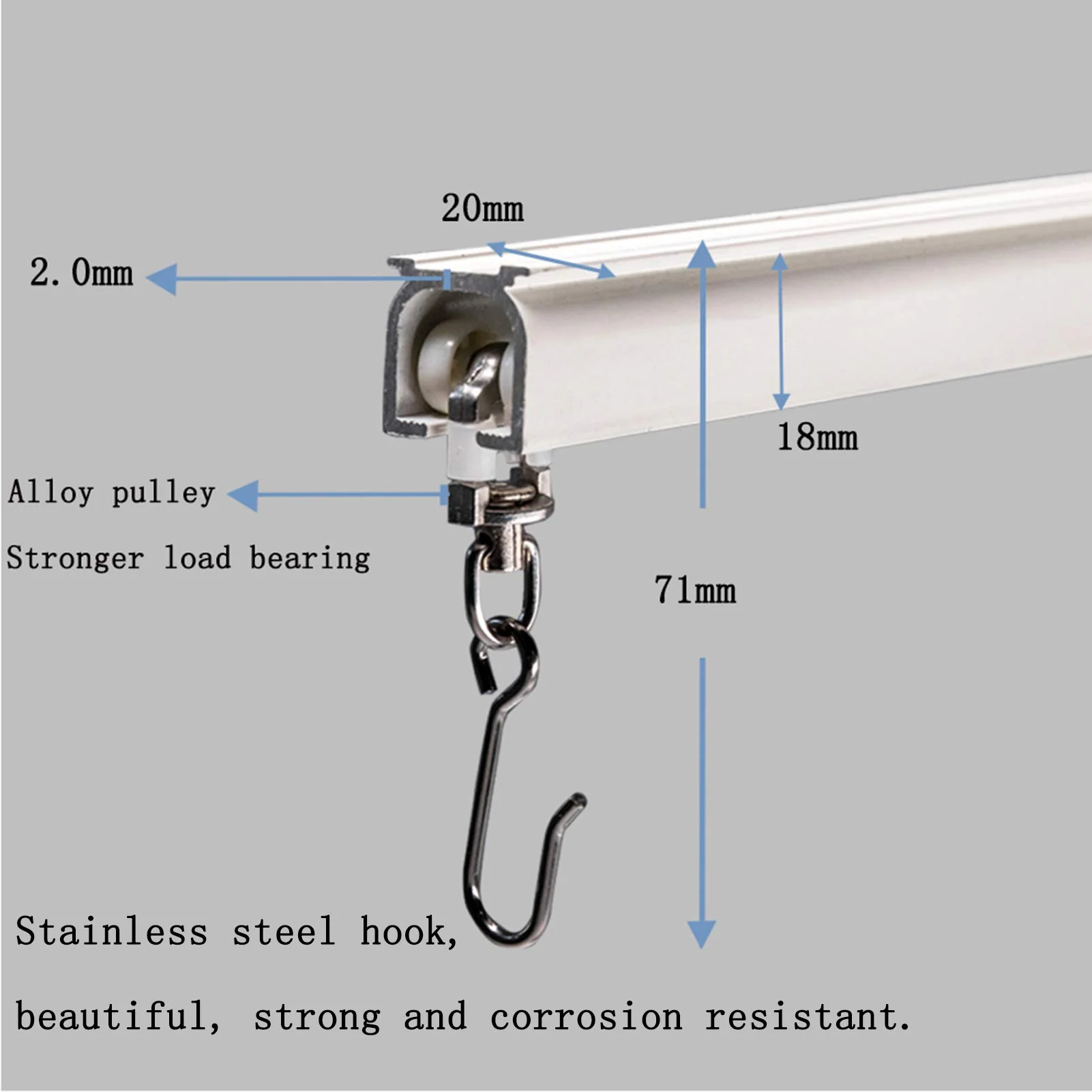 Upgraded White Aluminum Curtain Track, with Curved track, Can be Used as an Extension Track Rod, Ceiling or Wall mount, Indoor or Outdoor - Image 12
