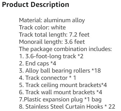 Upgraded White Aluminum Curtain Track, with Curved track, Can be Used as an Extension Track Rod, Ceiling or Wall mount, Indoor or Outdoor - Image 19