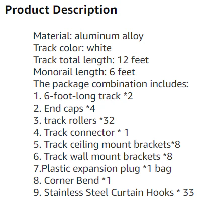 Upgraded White Aluminum Curtain Track, with Curved track, Can be Used as an Extension Track Rod, Ceiling or Wall mount, Indoor or Outdoor - Image 37