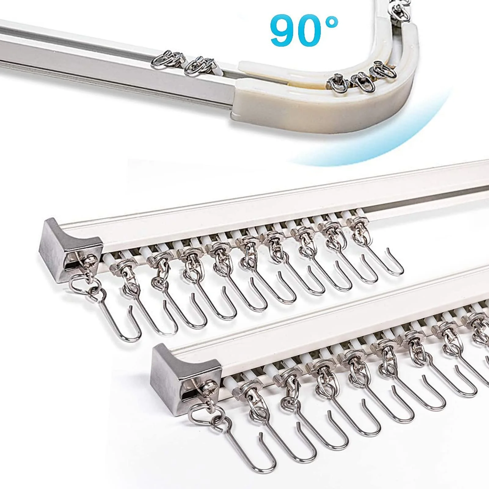 Upgraded White Aluminum Curtain Track, with Curved track, Can be Used as an Extension Track Rod, Ceiling or Wall mount, Indoor or Outdoor - Image 38