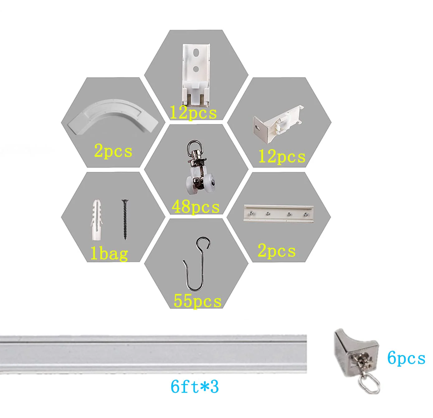Upgraded White Aluminum Curtain Track, with Curved track, Can be Used as an Extension Track Rod, Ceiling or Wall mount, Indoor or Outdoor - Image 39