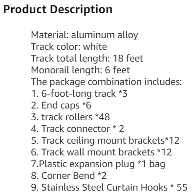 Upgraded White Aluminum Curtain Track, with Curved track, Can be Used as an Extension Track Rod, Ceiling or Wall mount, Indoor or Outdoor - Image 46