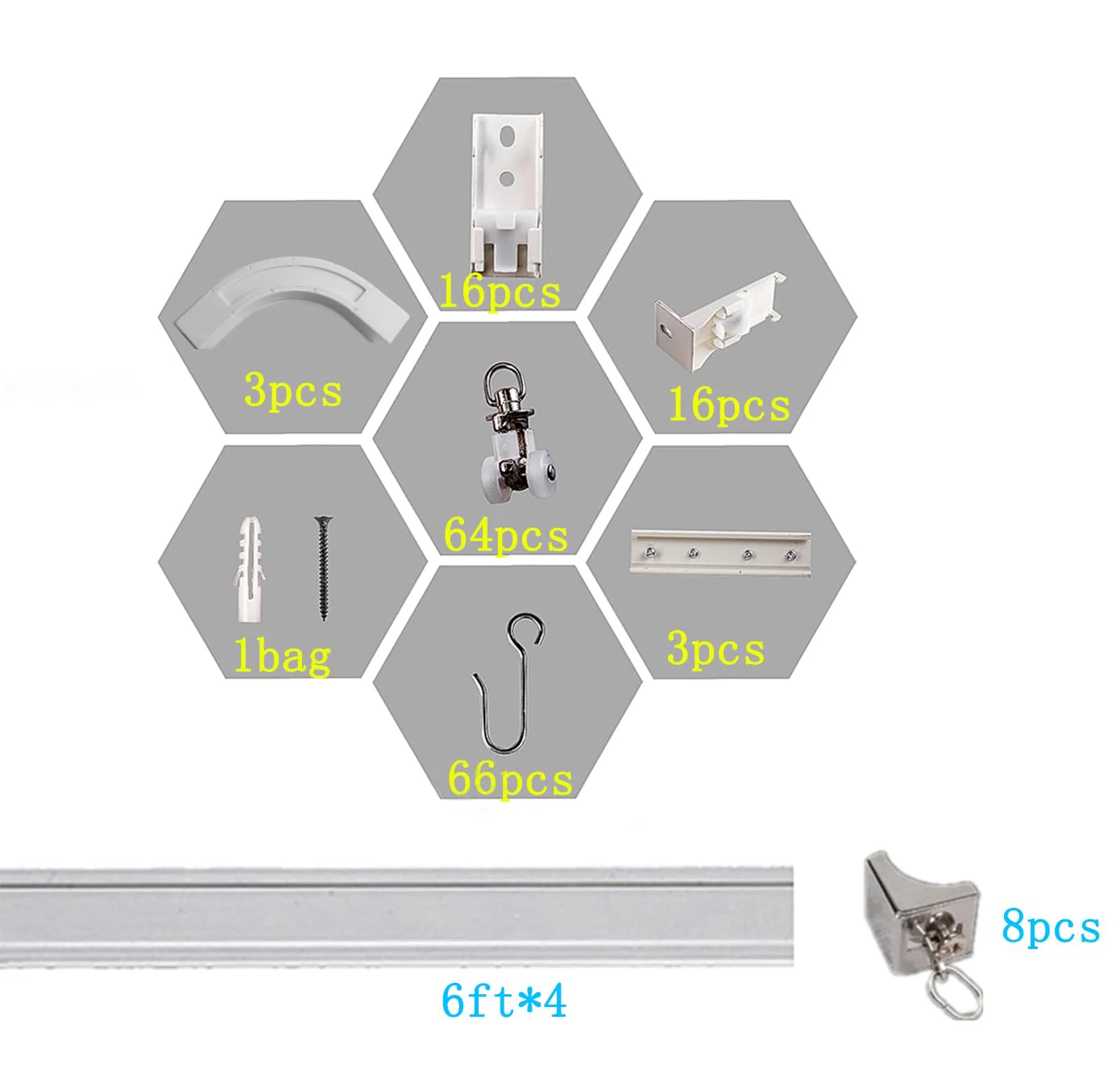 Upgraded White Aluminum Curtain Track, with Curved track, Can be Used as an Extension Track Rod, Ceiling or Wall mount, Indoor or Outdoor - Image 48